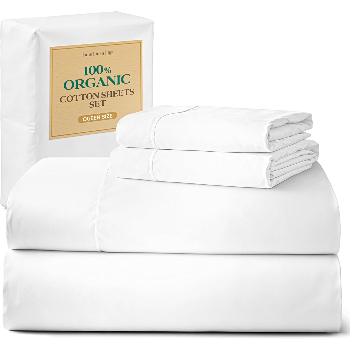 LANE LINEN 100% Organic Cotton Queen Sheet Set